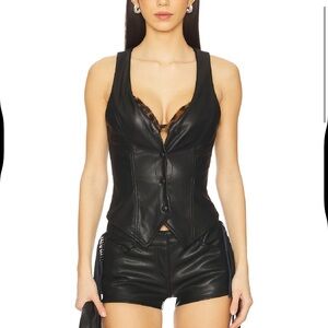 Superdown Karina Faux Leather Vest and Melania micro short